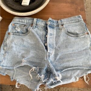 Levi's Light Blue Distressed Jean Shorts